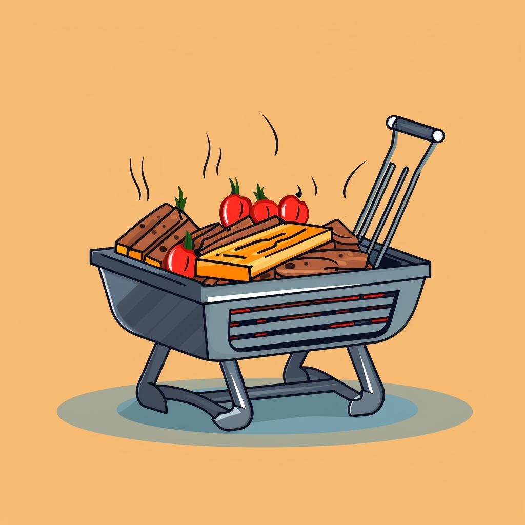 A grilling basket on a grill